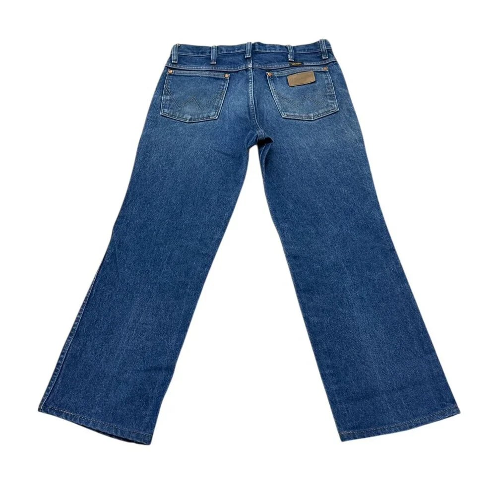 Vintage Wrangler Blue Denim Jeans Mens 30x27 Western Straight Leg y2k